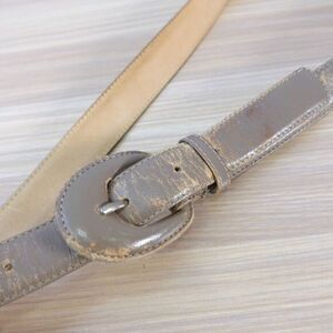 Vintage Y2K Genuine Leather Belt Womens S Taupe Beige FIELD MANOR Distressed‎